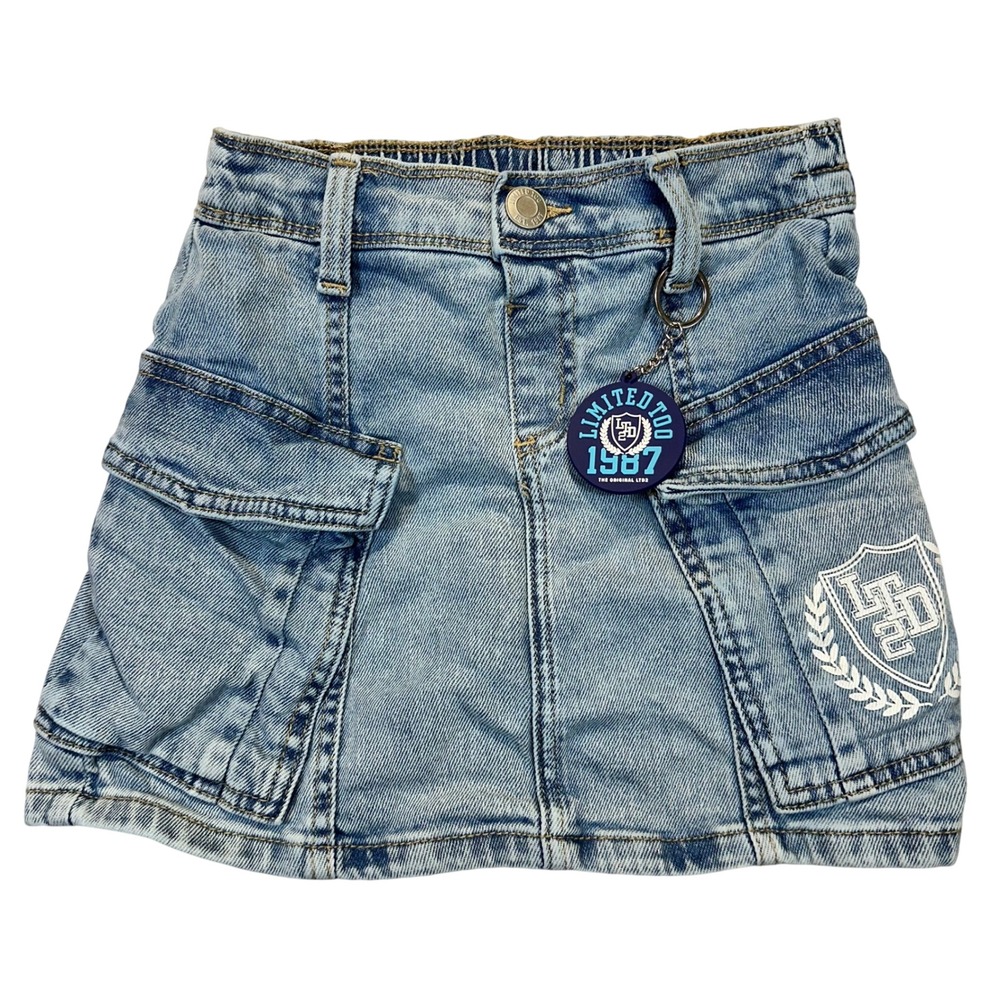 Limited Too‎ Denim Skort Kids Size 8 Light Wash Y2K Cargo School Aesthetic